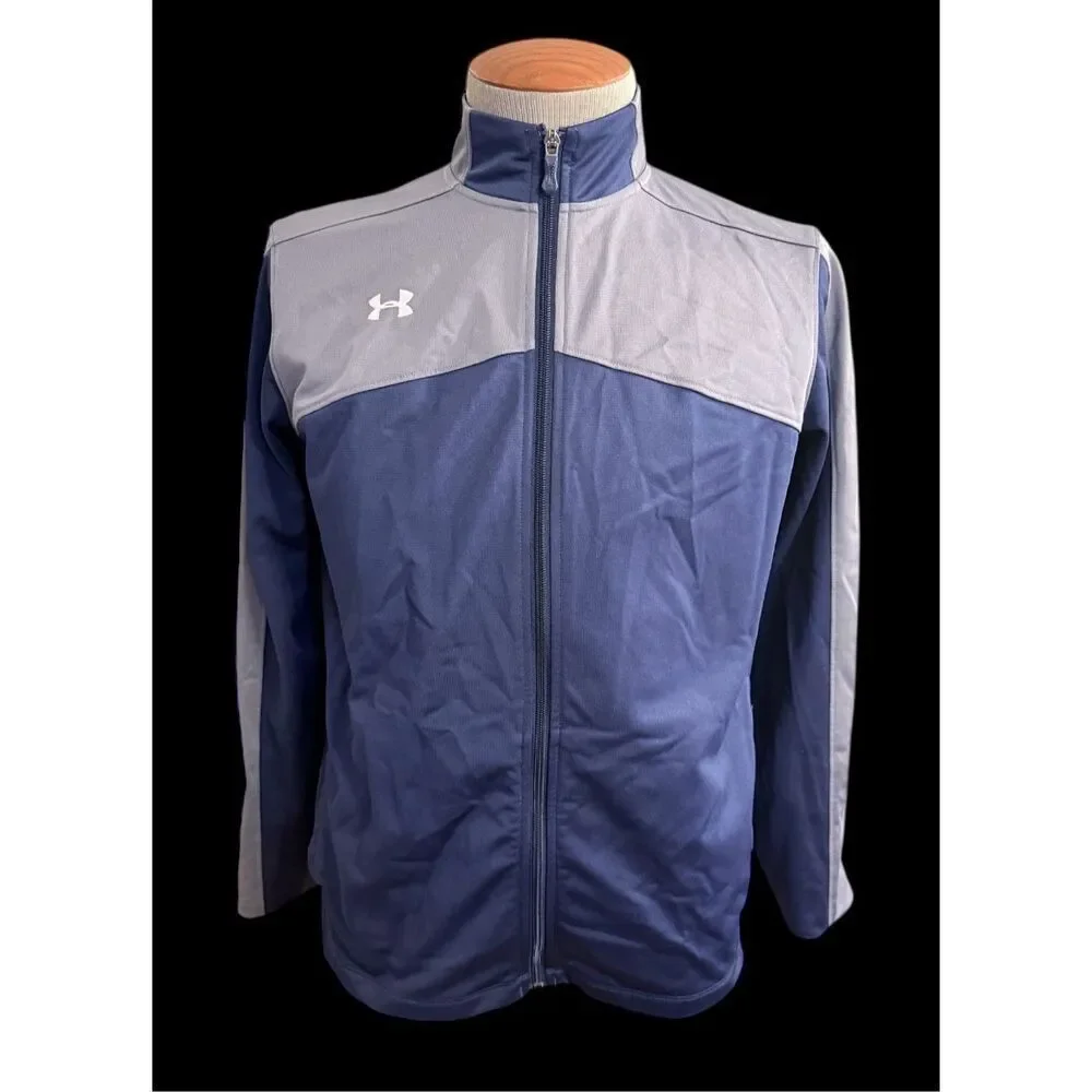 Under Armour Men’s Full Zip Navy Blue/Gray Warm Up Jacket Size Medium